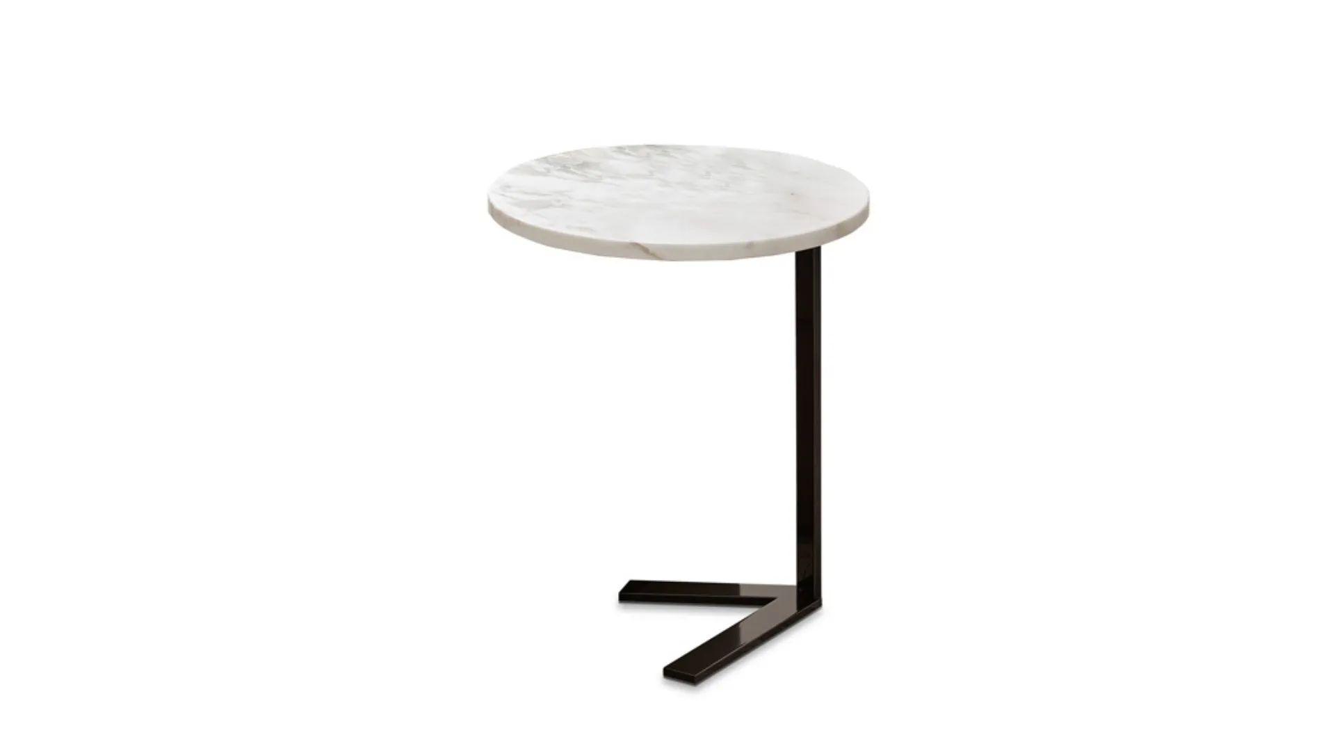 Tavolino con top rotondo in marmo bianco di Carrara e base in metallo Stansted di Rosini Night