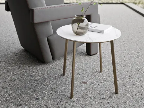 Tavolino Tondo Horizon in laminato con base in metallo di Mobilgam