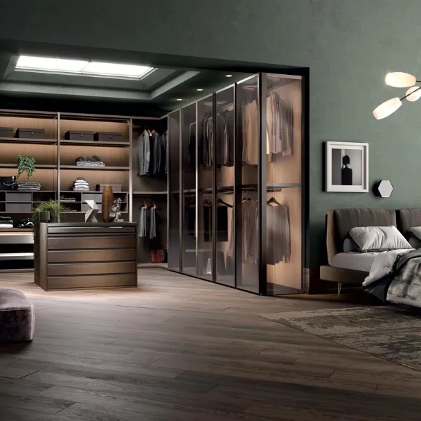 Cabina Armadio Antares A103 in vetro e legno di Mercantini