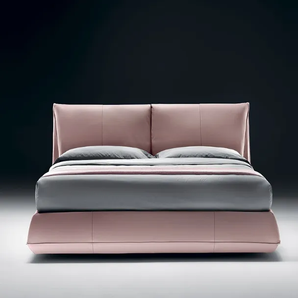 Letto imbottito in pelle con box contenitore e testiera Avenue di Bontempi Letti Design