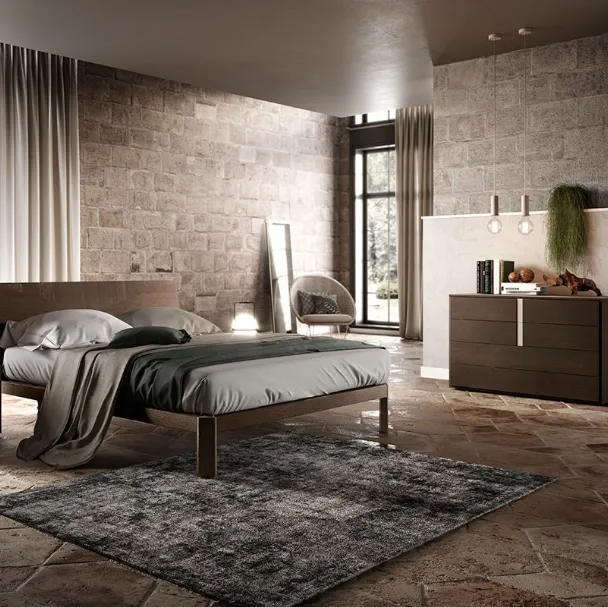 Letto in legno con testiera C01 Apollo e Gamma di Mercantini