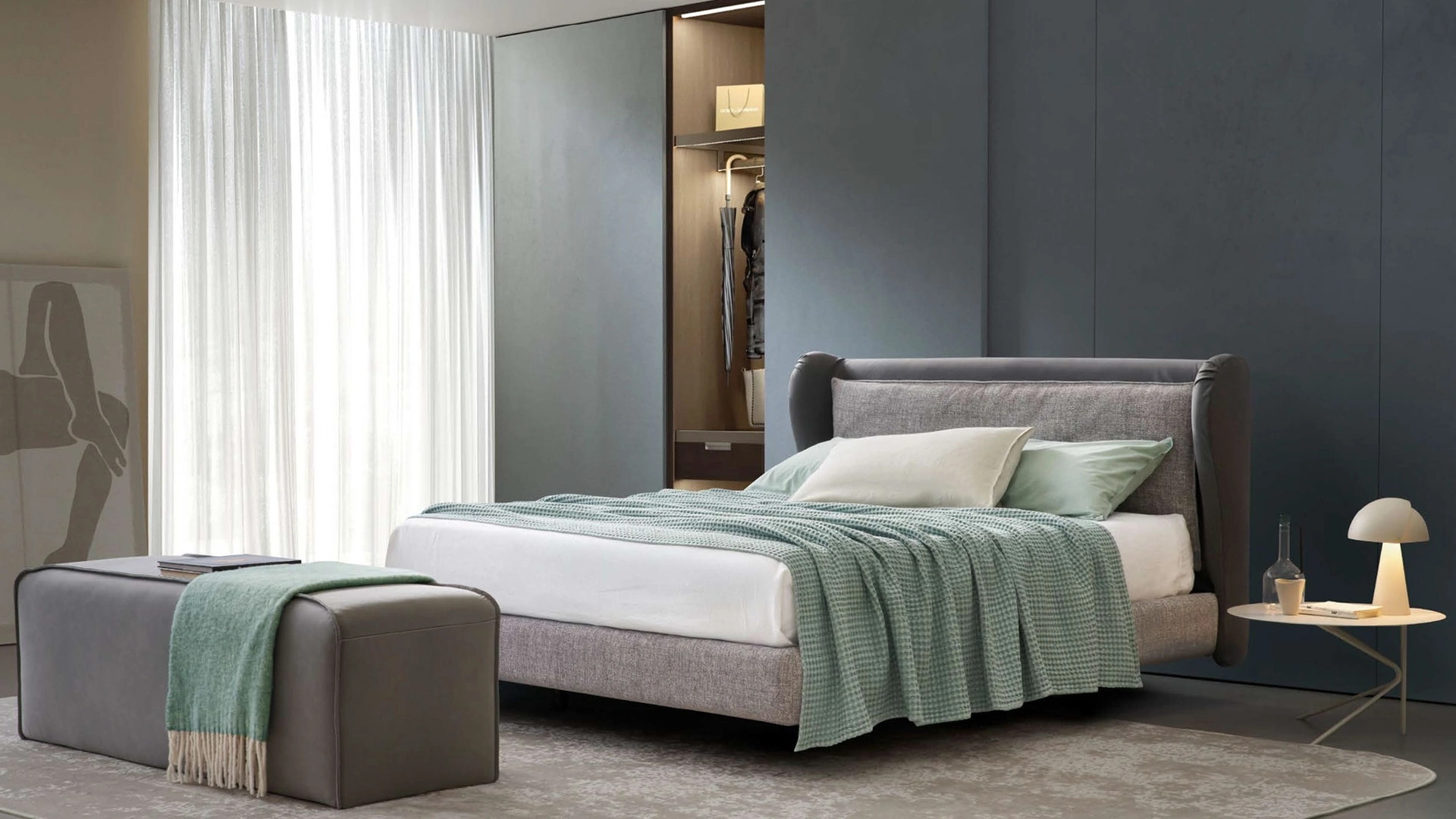 Letto Charles in tessuto imbottito di Rosini Night