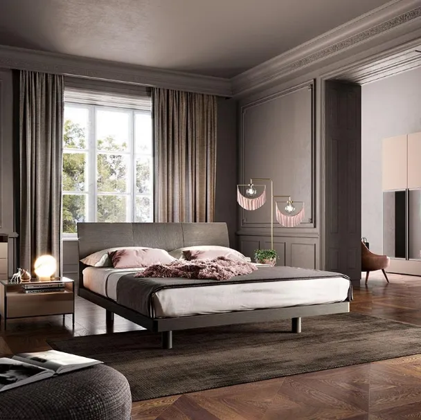 Letto in legno con testiera F03 Sirio e Alfa di Mercantini