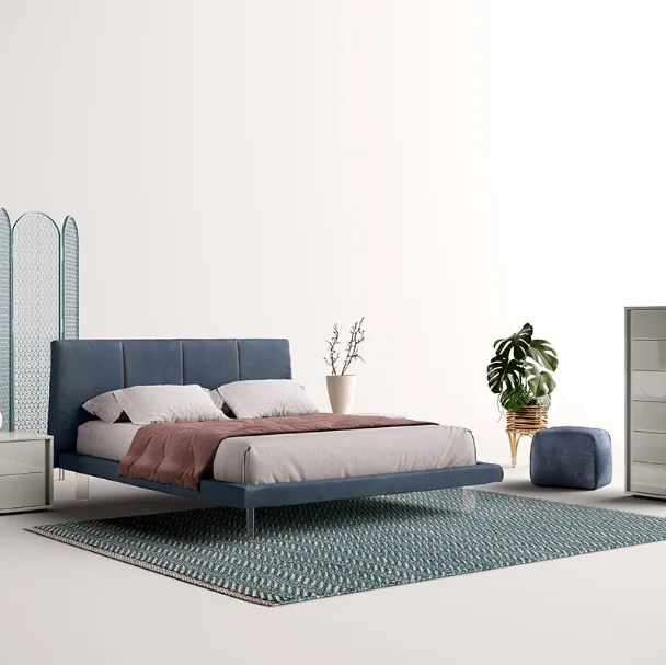 Letto in tessuto con testiera T02 Sirus e Sigma di Mercantini