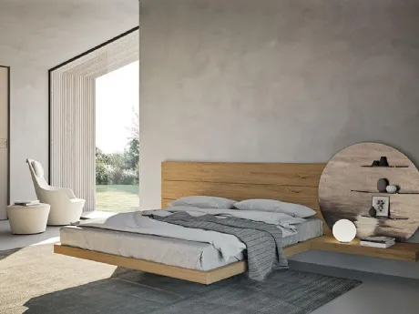 Letto in legno con testiera Wall System di Mobilgam