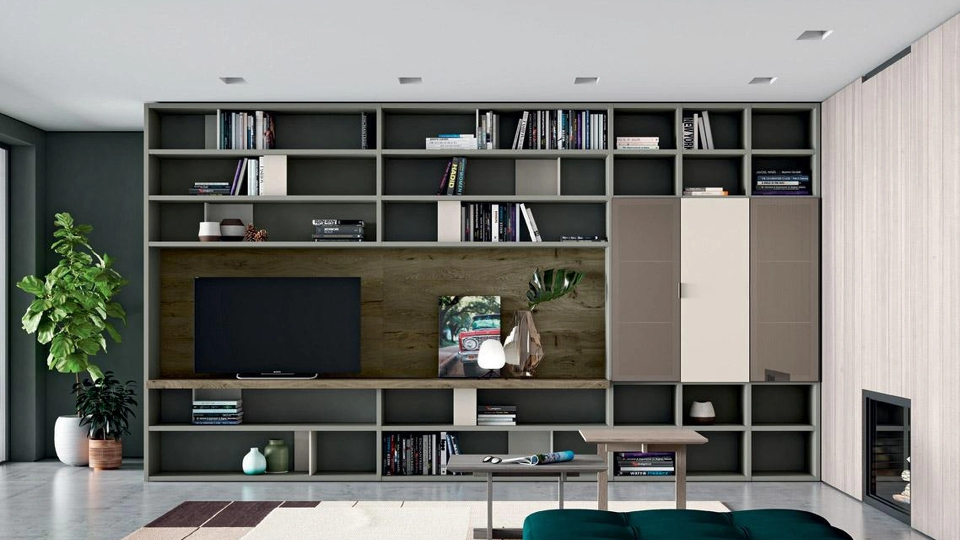 Libreria Composizione Horizon 865 in laccato e legno di Mobilgam