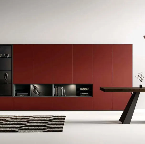 Libreria a muro Kosmos KL204 in laccato opaco di Mercantini