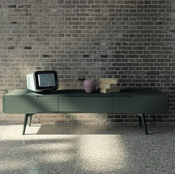 Madia porta tv Dolce Vita 1821 in legno laccato verdone di Fratelli Mirandola