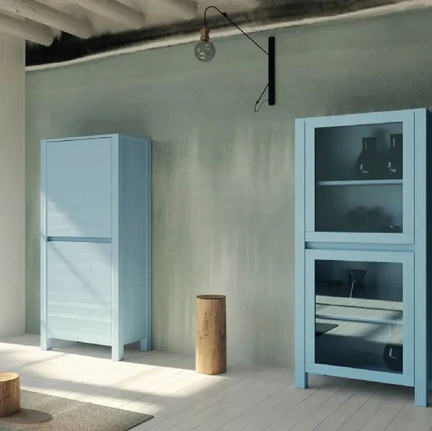 Madia alta Londra Art 1107 e Art 1108 in legno laccato azzurro di Fratelli Mirandola