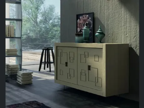 Madia Mastra Art 1771px in legno intagliato laccato verde oliva di Fratelli Mirandola
