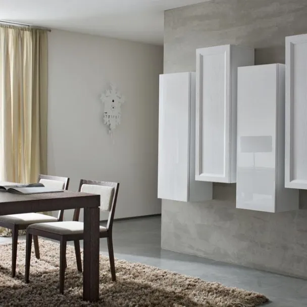 Parete Attrezzata Composizione Zenith 115 in laccato lucido e legno di Mobilgam