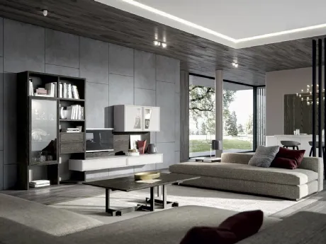 Parete Attrezzata Composizione Zenith 122 in legno di Mobilgam
