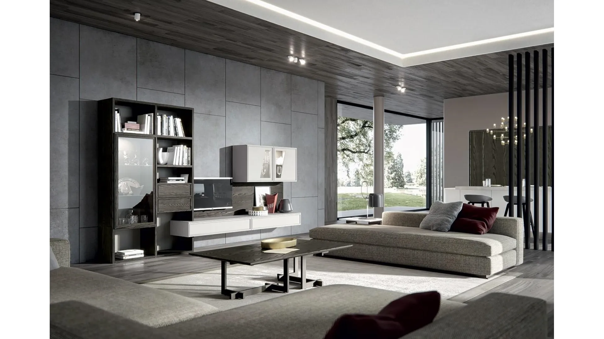 Parete Attrezzata Composizione Zenith 122 in legno di Mobilgam