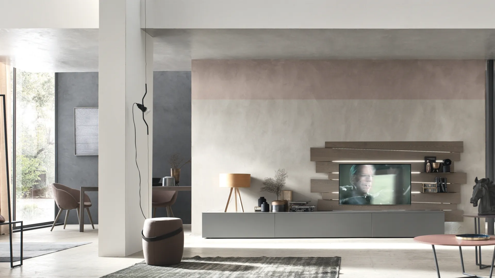 Parete Attrezzata Seta Scuderia SA2223 in Rovere Grigio elaccato opaco Magma di Maronese Acf