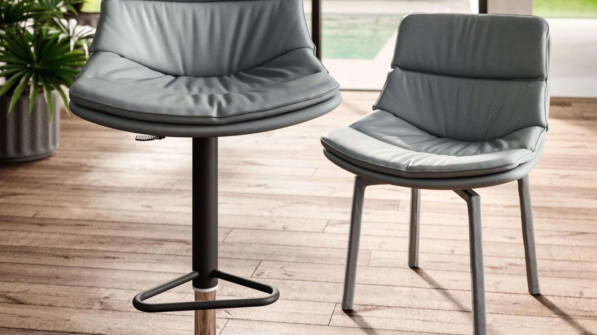 Sgabello in pelle Noa di Ozzio