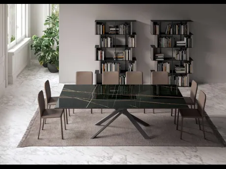 Tavolo allungabile 4x4 in Marble Glass di Ozzio