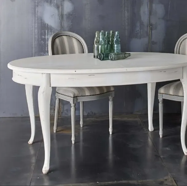 Tavolo ovale allungabile Art 604 Shabby Chic in legno di Fratelli Mirandola