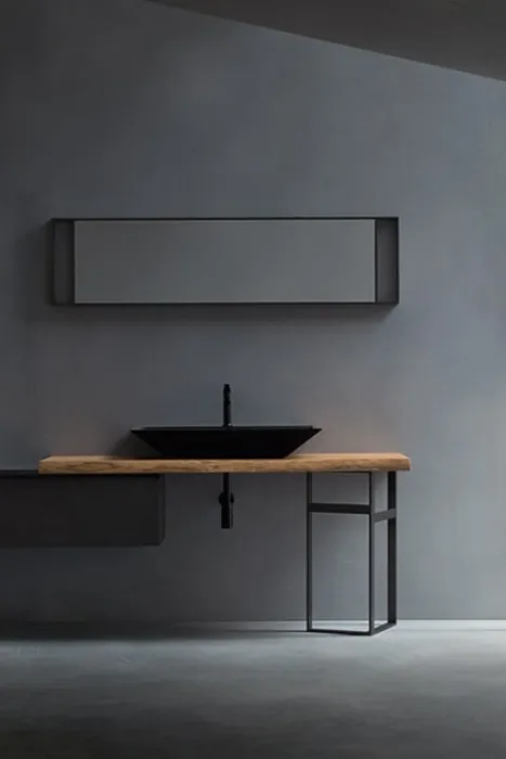 Eden con top lavabo in legno massello