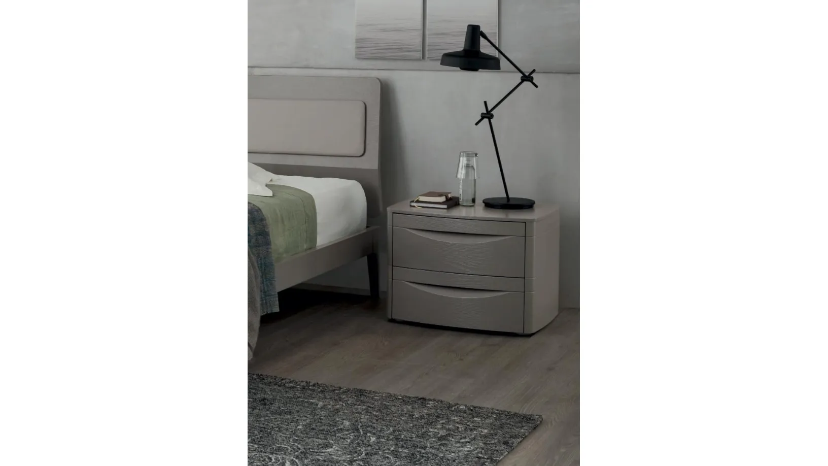 Comodino King in melaminico laccato Grigio di Maronese Acf