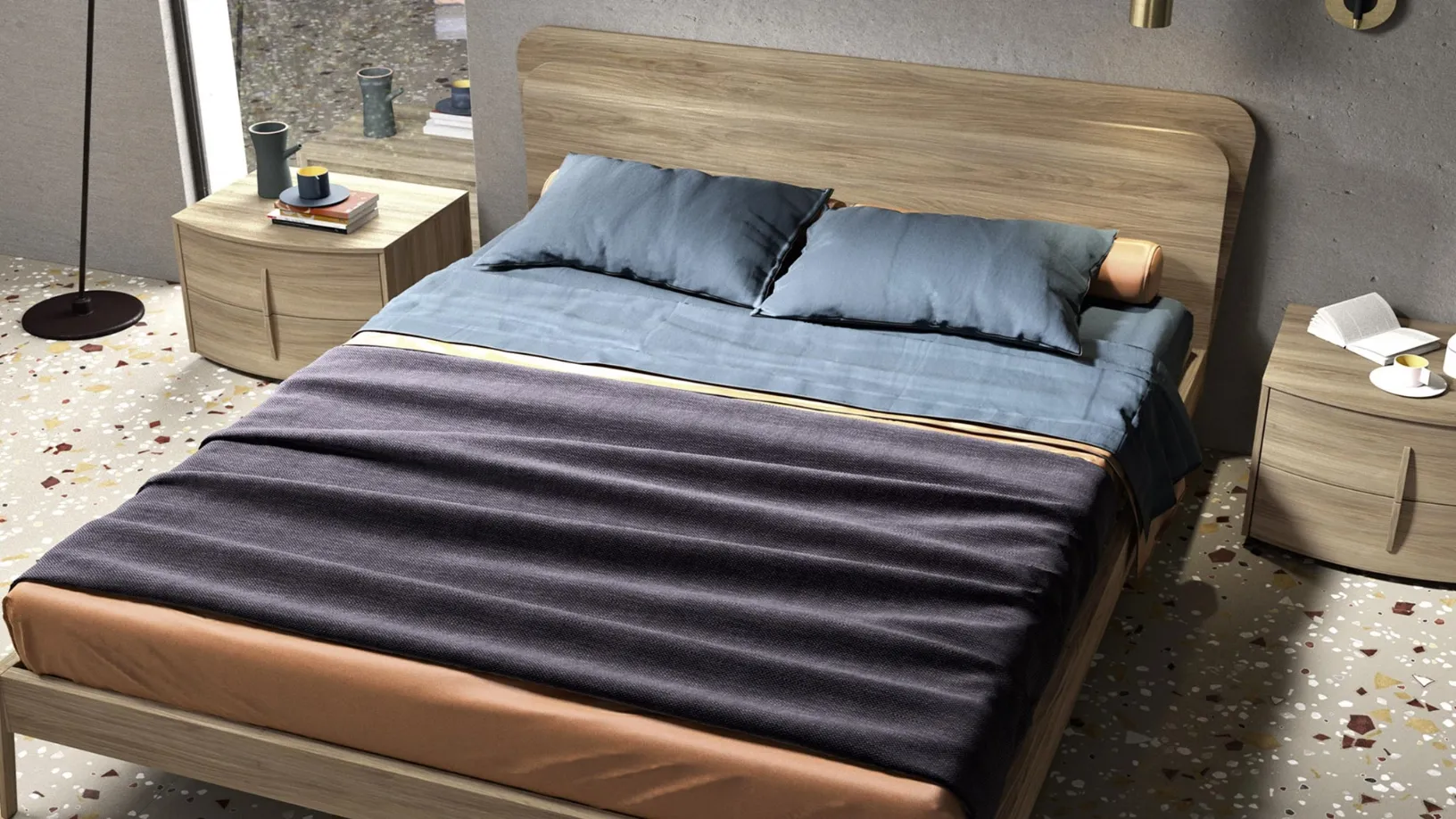 Letto in legno con testiera Glow di Mab