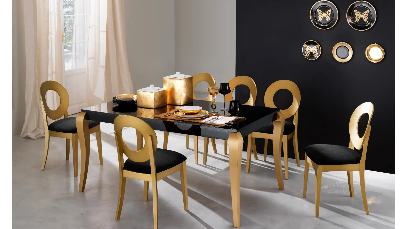 Tavolo in stile classico in laminato e metallo Impero Oro di Eurosedia